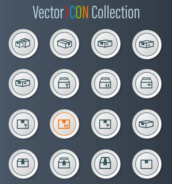 Conjunto Simple Iconos Vectores Relacionados Con Cajas Cajas Para Diseño — Vector de stock