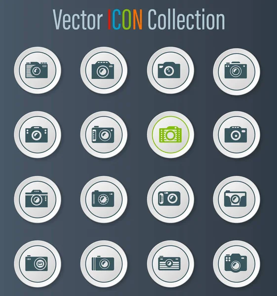 Photo Camera Icon Set Web Sites User Interface — Stock Vector