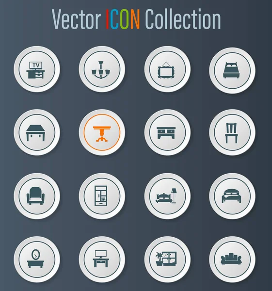 Ensemble Icônes Meubles Pour Sites Web Interface Utilisateur — Image vectorielle