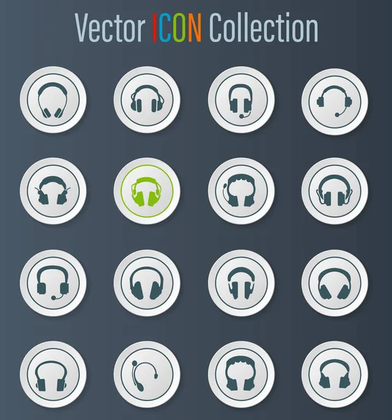 Headphones Web Icons User Interface Design — Stock Vector