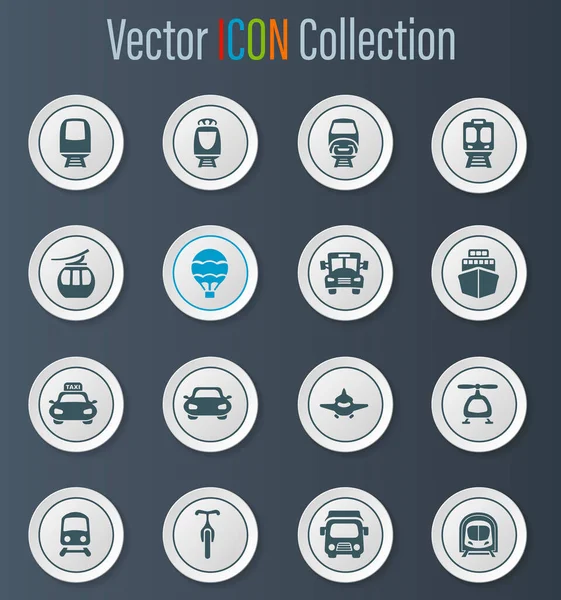 Symbolset Für Öffentliche Verkehrsmittel Für Websites Und Benutzeroberfläche — Stockvektor