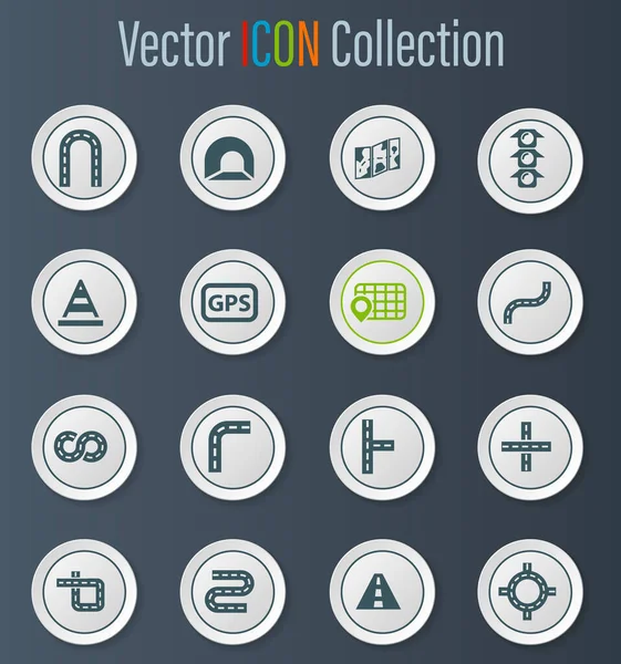 Iconos Vectoriales Carretera Para Diseño Interfaz Usuario — Vector de stock