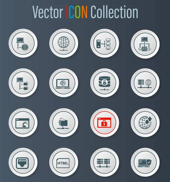 Интернет Сервер Набор Иконок Веб Сайтов Пользовательский Интерфейс — стоковый вектор
