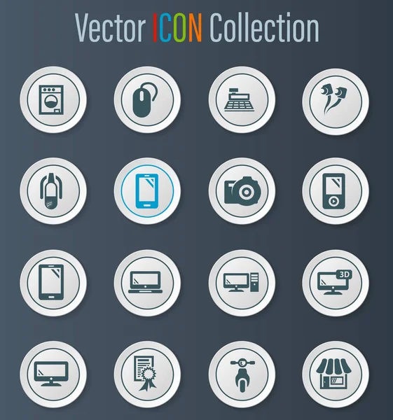 Icônes Vectorielles Électroniques Supermarché Pour Conception Interface Utilisateur — Image vectorielle