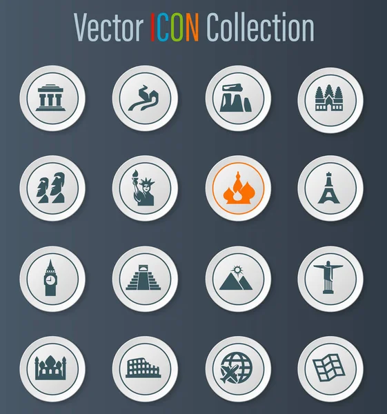 Travel Wonders Vector Icons User Interface Design — Stock Vector