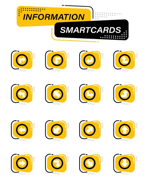 Iconos Vectores Color Flechas Tarjetas Inteligentes Información Para Diseño Interfaz — Vector de stock