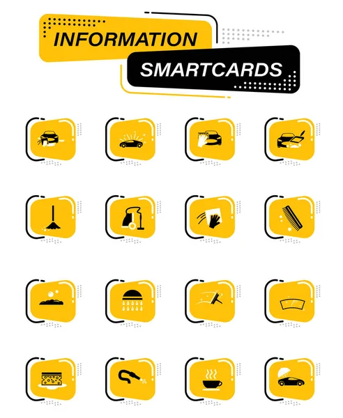 Farbvektorsymbole Für Autowäsche Auf Smart Cards Für Das Design Der — Stockvektor