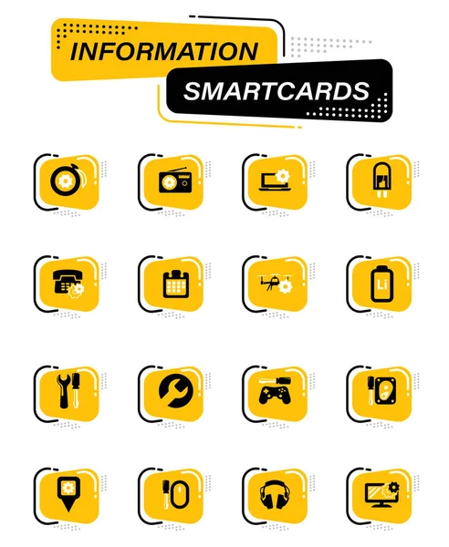 ユーザーインターフェイスのデザインのための情報スマートカード上の電子修理カラーベクトルアイコン — ストックベクタ