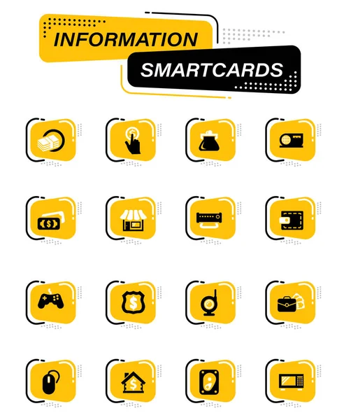 ユーザーインターフェイスデザインのための情報スマートカード上のポーンショップカラーベクトルアイコン — ストックベクタ