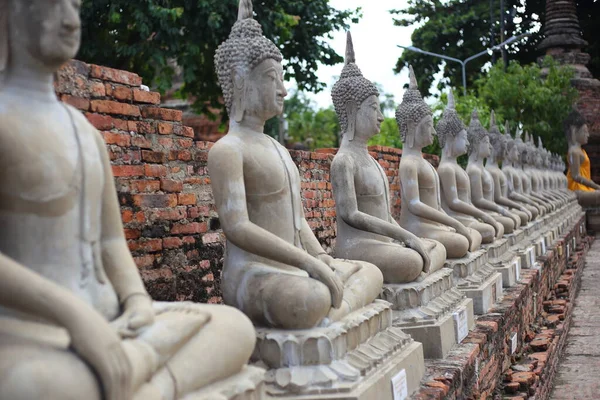 Buddha Sochy Wat Yai Chai Mongkhon Chrámu Ayutthaya Thajsko — Stock fotografie