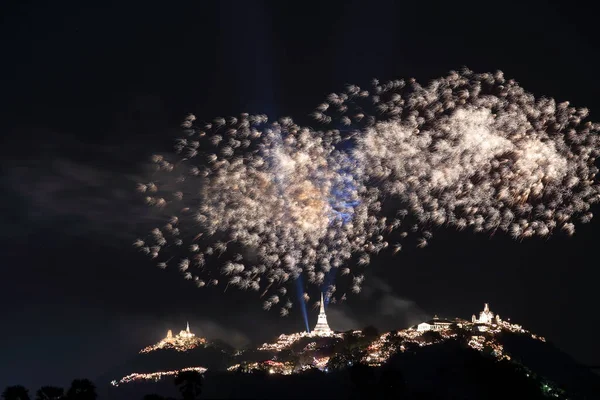 Feuerwerk Beim Festival Phra Nakhon Khiri Khao Wang Phetchaburi Thailand — Stockfoto