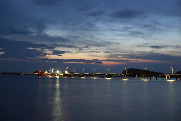 Meer Und Pier Abend Sattahip Thailand — Stockfoto