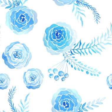 Suluboya kış çiçek Dikişsiz desen