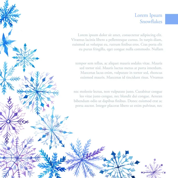 Modello di sfondo invernale con fiocchi di neve — Foto Stock