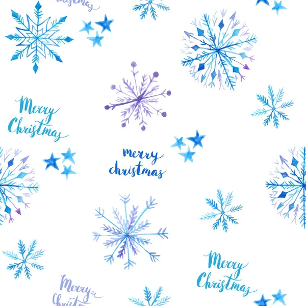 Seamless pattern with watercolor snowflakes — Stock Photo, Image