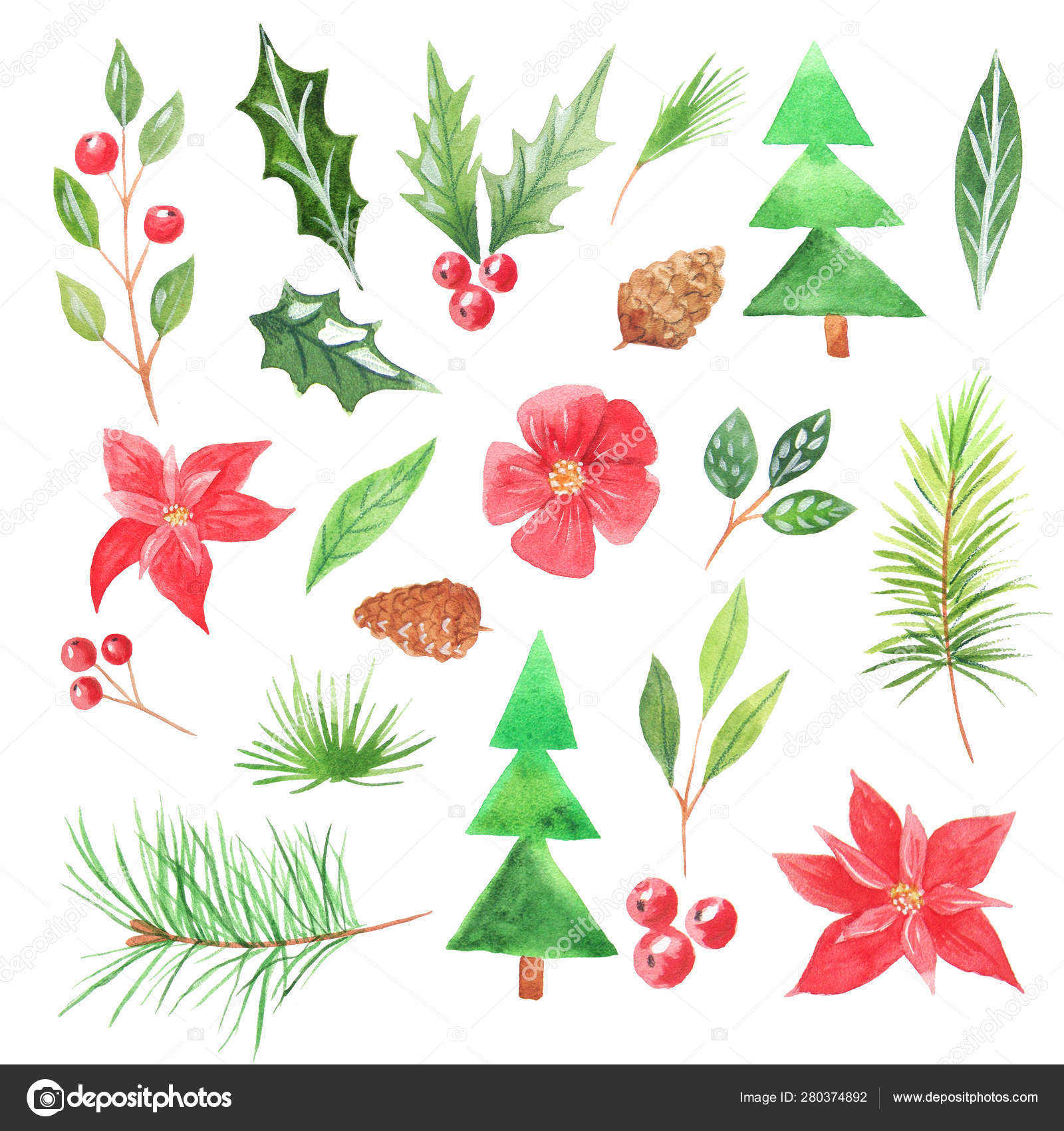Aquarell Weihnachten Winter Blumenset Stockfotografie Lizenzfreie Fotos C Lisagerrard Depositphotos