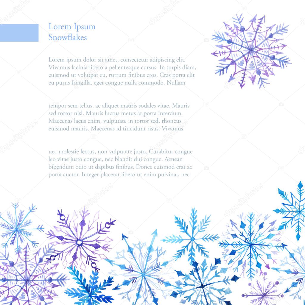 Winter background template with snowflakes
