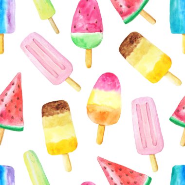Suluboya tatlı dondurma dikişsiz desen