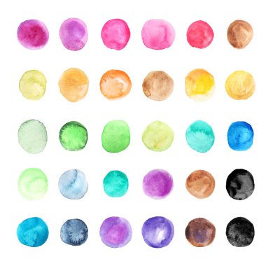 Suluboya renkli noktalar toplama izole