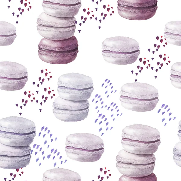 Seamless pattern with watercolor macarons — Stock Photo, Image