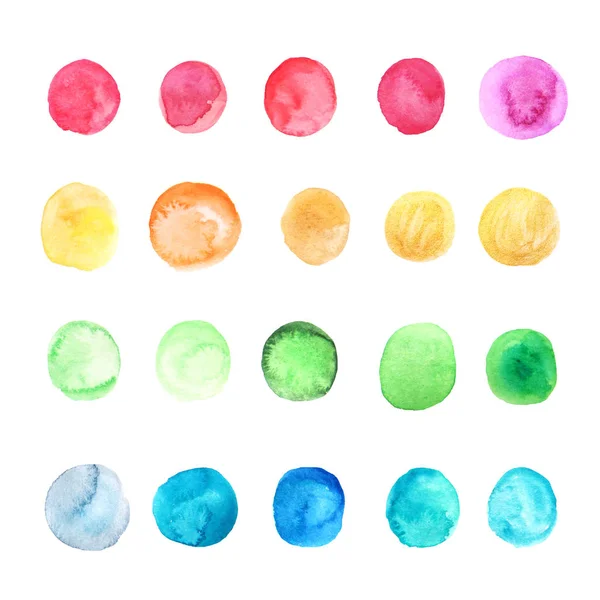 Aquarela pontos coloridos coleção isolada — Fotografia de Stock