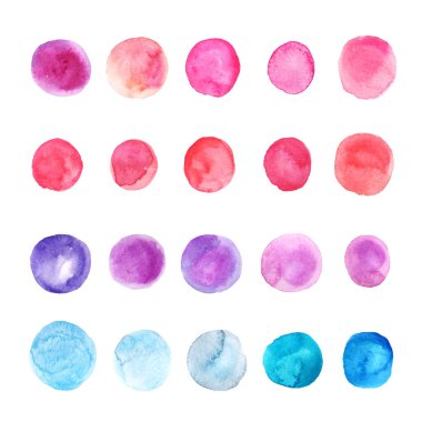 Suluboya renkli noktalar toplama izole