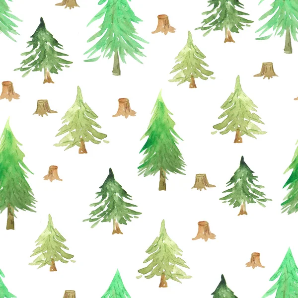 Seamless pattern with green fir trees — Stock Photo, Image