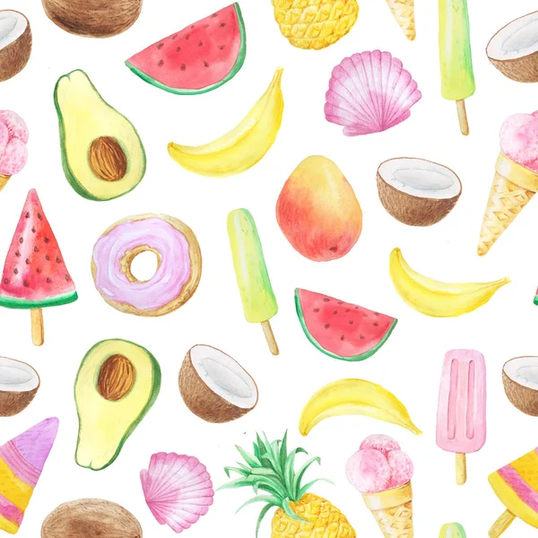 Seamless pattern with watercolor fruits — Stock Photo, Image