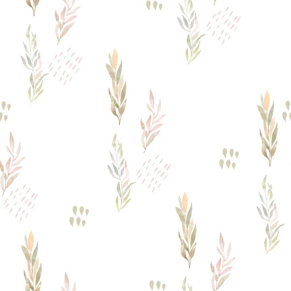 수채화 라이트 그린 가지 원활한 패턴 — 스톡 사진