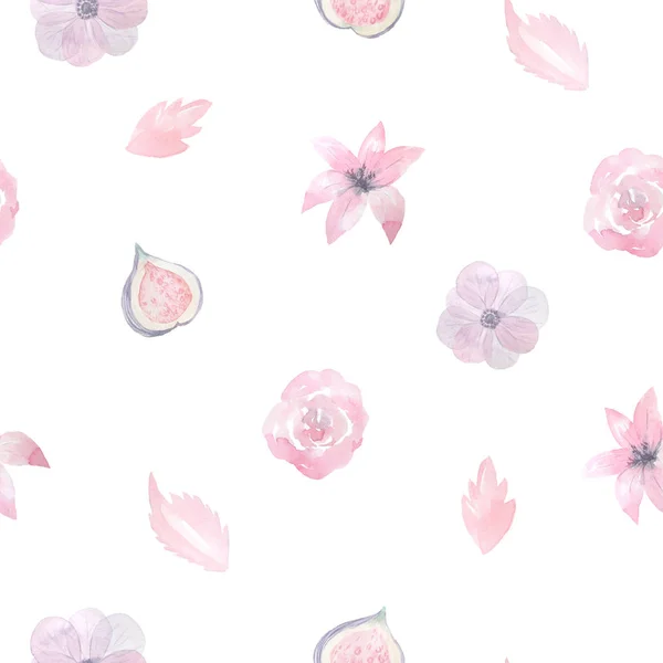 Seamless pattern with watercolor flowers — Stock Photo, Image