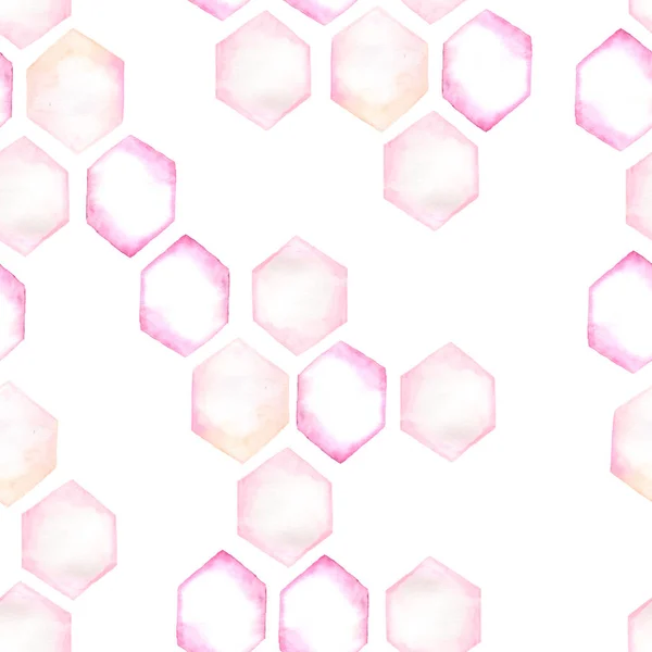 Aquarelle motif sans couture avec hexagones roses — Photo
