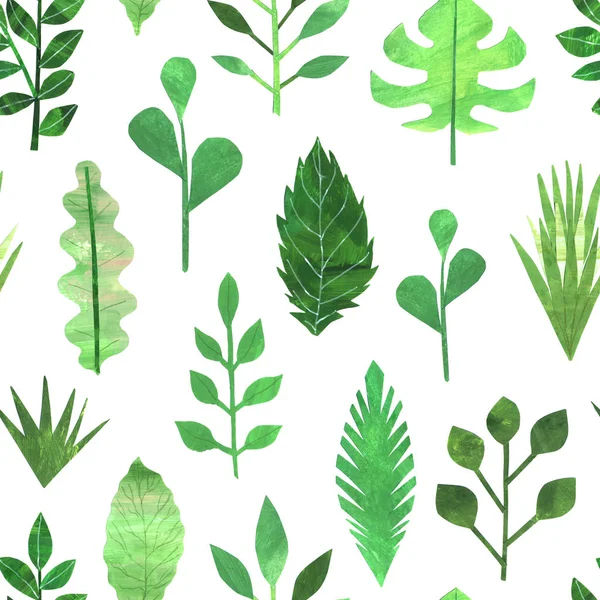 종이 콜라주 녹색 잎 매끄러운 패턴 — 스톡 사진