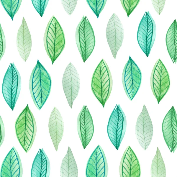 Watercolor green leaf seamless pattern