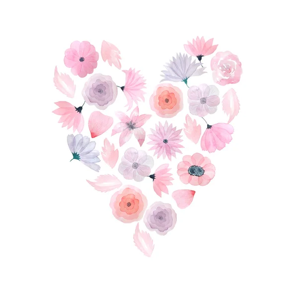 ピンクの花と水彩フレーム — ストック写真