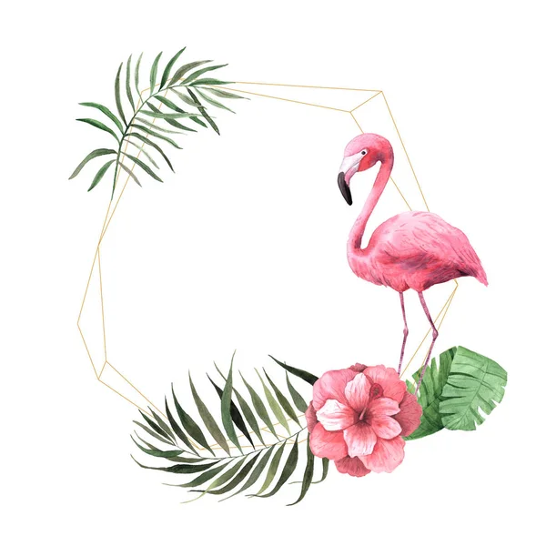 Akvarel tropické květinové geometrické rámy — Stock fotografie