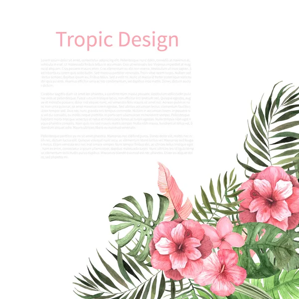 Aquarel tropische kaartsjabloon — Stockfoto