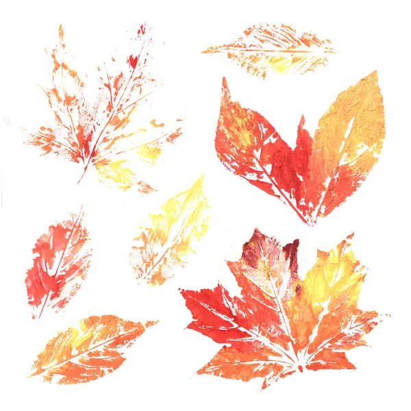 Aquarela colorido tinta impressão folhas — Fotografia de Stock
