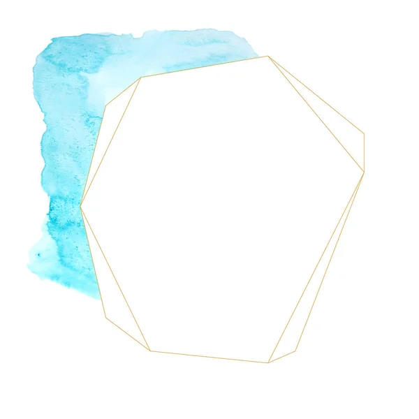 Aquarel Turquoise abstracte geometrische frame — Stockfoto