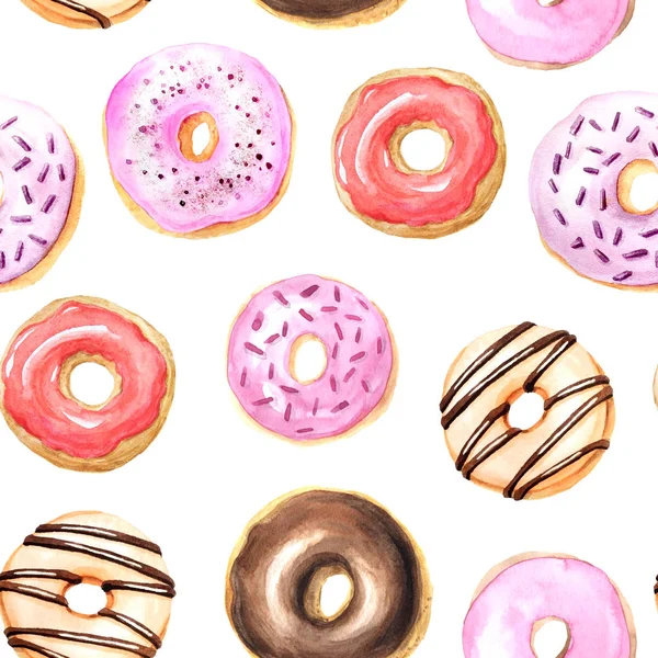 수채화 유약 도넛이 있는 매끄러운 패턴 — 스톡 사진