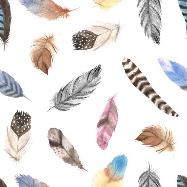 İzole edilmiş suluboya tüyleriyle kusursuz desen