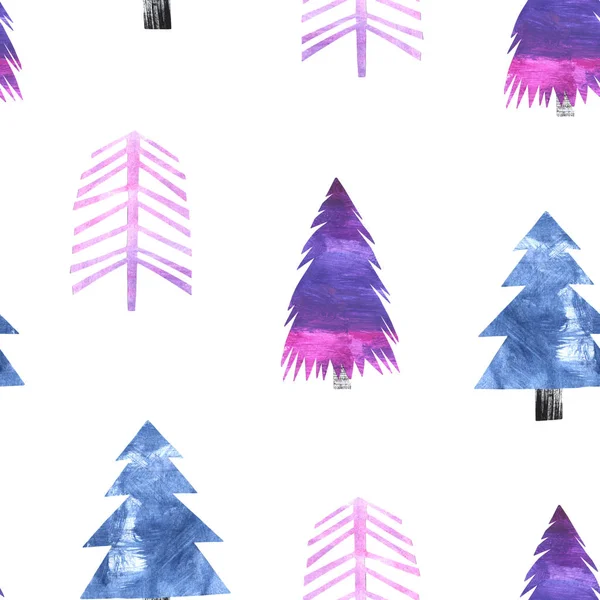 Nahtloses Muster mit hellen Papiercollage Weihnachtsbaum — Stockfoto