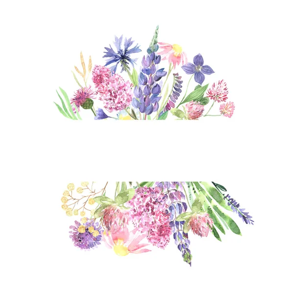 Watercolor hand painted wildflowers — Stock Photo, Image