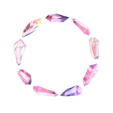 Suluboya kristalleriyle yuvarlak çerçeve