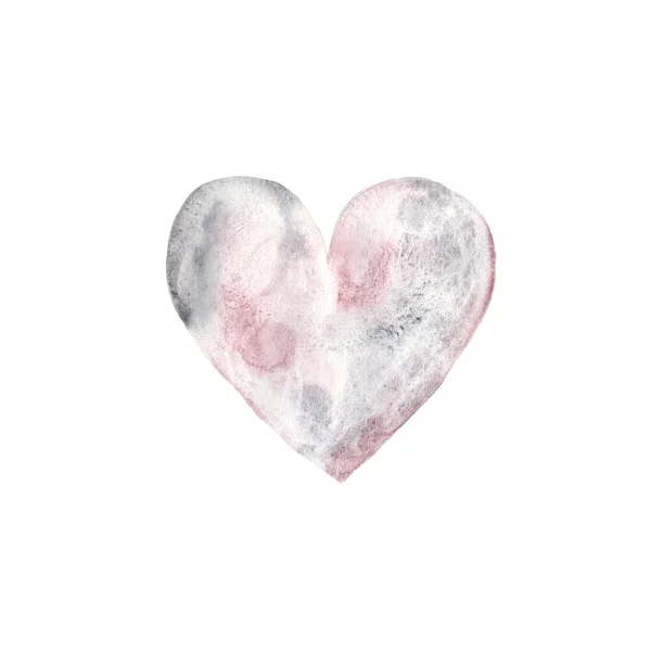 Акварель рука пофарбована в сіре серце — стокове фото