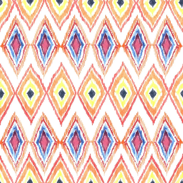 Watercolor seamless pattern with ethnic motifs — Stock Photo, Image