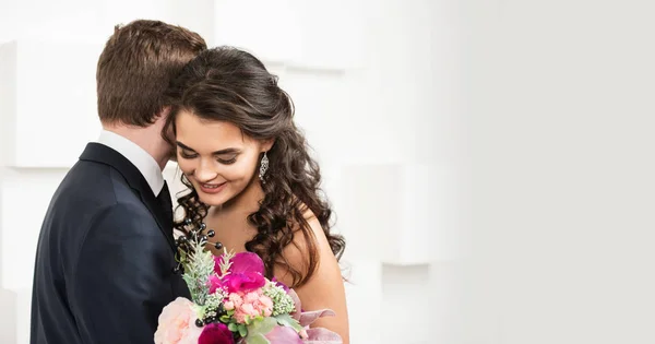 Mariée Marié Avec Bouquet Mariée Prêt Pour Mariage — Photo