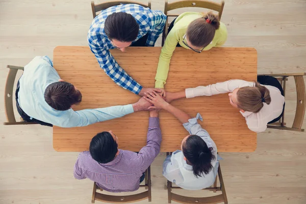 Business Team Stack Mani Concetto Supporto Vista Dall Alto — Foto Stock