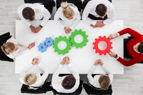 Probleem Bedrijfsoplossing Mechanisme Van Business Teamwerk Concept Business Team Zitten — Stockfoto