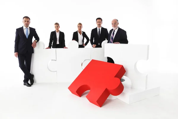 Business Team Ritratto Grande Puzzle Isolato Sfondo Bianco — Foto Stock