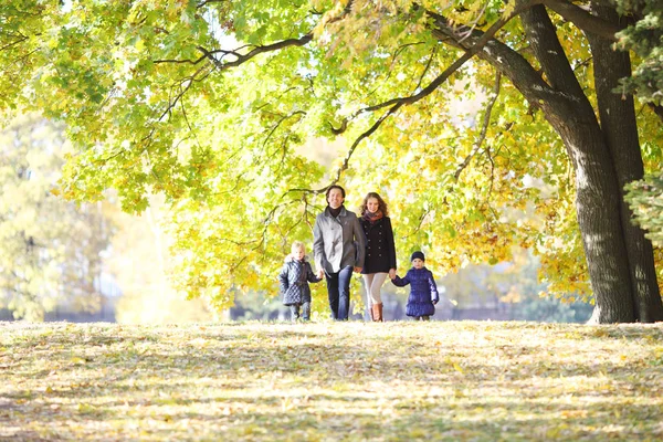 Paseo familiar en el parque de otoño —  Fotos de Stock